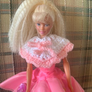 Crochet Small Doll Cape - White