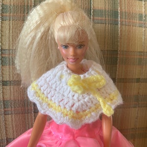 Crochet Small Doll Cape - White