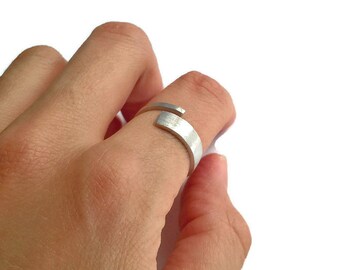 925 SIlver swirl ring band 925 sterling silver adjustable band ring delicate jewelry dainty ring minimalist brushed silver ring band