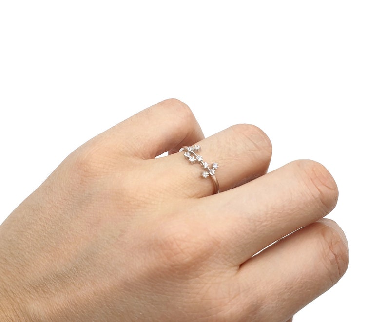 Zodiac sign adjustable ring 925 sterling silver Leo ring silver Taurus zircon micro stones Sagittarius zodiac ring Aquarius sign ring