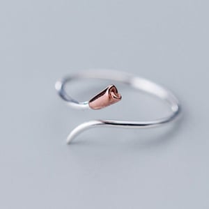 925 Rose Gold Button Rose Ring adjustable rose ring 925 sterling silver ring dainty rose ring rose gold dainty jewelry anniversary gift