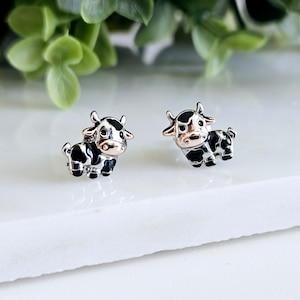 Calf Stud Earring Small Dairy Farm Cute Animal Jewelry Nature Inspired Delicate Dainty Earring Cow Mammal Earring Gift Woman Vegan Western