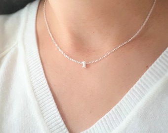 Layering Tiny 925 Sterling Silver Initial Necklace Tiny Uppercase dainty necklace Dainty jewelry 925 Sterling Silver Personalized Initial