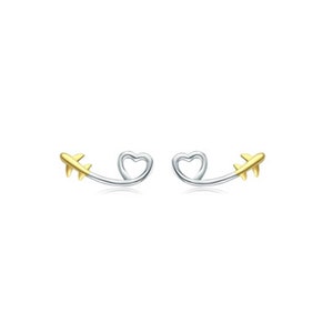 Amour boucles d’oreilles à tige volante 925 boucles d’oreilles en argent sterling avion esprit d’aventure cadeau amour pour voyager boucles d’oreilles à tige en mouvement coeur souvenir