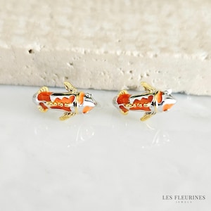 Koi Fish 925 Small Hoop Earring Pond Fish Earring Chinese Fish Breed Jewelry Water Garden Fish Small Hoop River Fish Nature Lover Women Gift