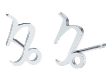 Capricorn Minimalist stud earrings zodiac earrings personalized zodiac studs stainless steel Capricorn jewelry small steel earrings