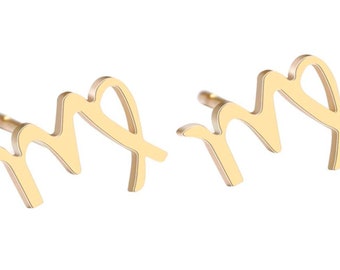 Virgo zodiac earrings minimalist stud earrings personalized zodiac studs stainless steel Virgo jewelry small steel earrings