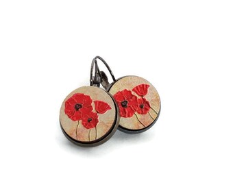4 Paia Orecchini Pendenti A Papavero Rosso, In Resina Leggera E Acciaio Inossidabile, Per Donna, Regalo Per Memorial Day