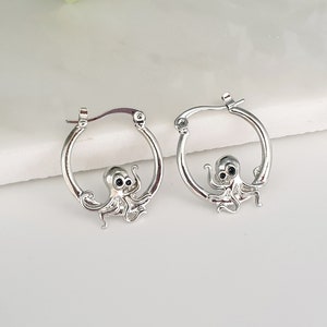Oktopus Creolen Ohrring Süße Krake Kreis Ohrringe Silber Ozean Fisch Tier Inspiriert See Life Lovers Geschenk Quirky Ocean Tentakel Kraken