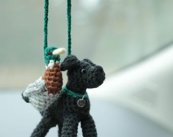 Gun Dog Rearview Mirror Charm - Personalized Black Lab Gift - Duck Hunter Gift - Labrador Retriever Car Ornament - Black Lab Car Freshie