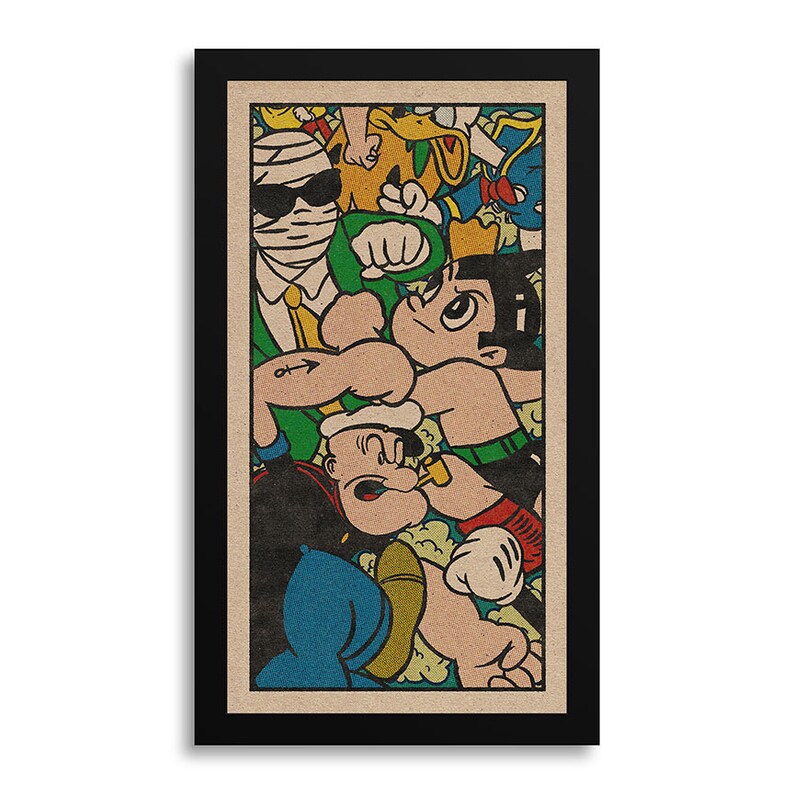 Cartoon Fight With Popeye Astro Boy Donald Duck Invisible | Etsy