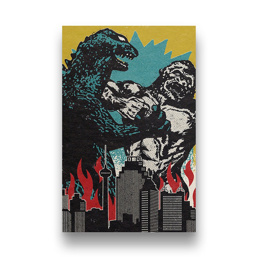 Godzilla Vs. King Kong. A Vintage Retro Inspired Kaiju