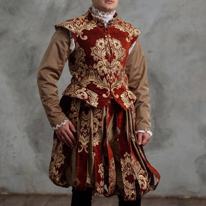 Traje histórico renascentista real do século XVI para homens