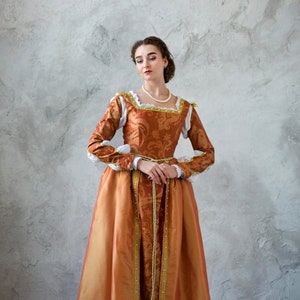 Vestido renascentista italiano do século XV - Vestido medieval estilo Borgia para feiras de reconstituição histórica