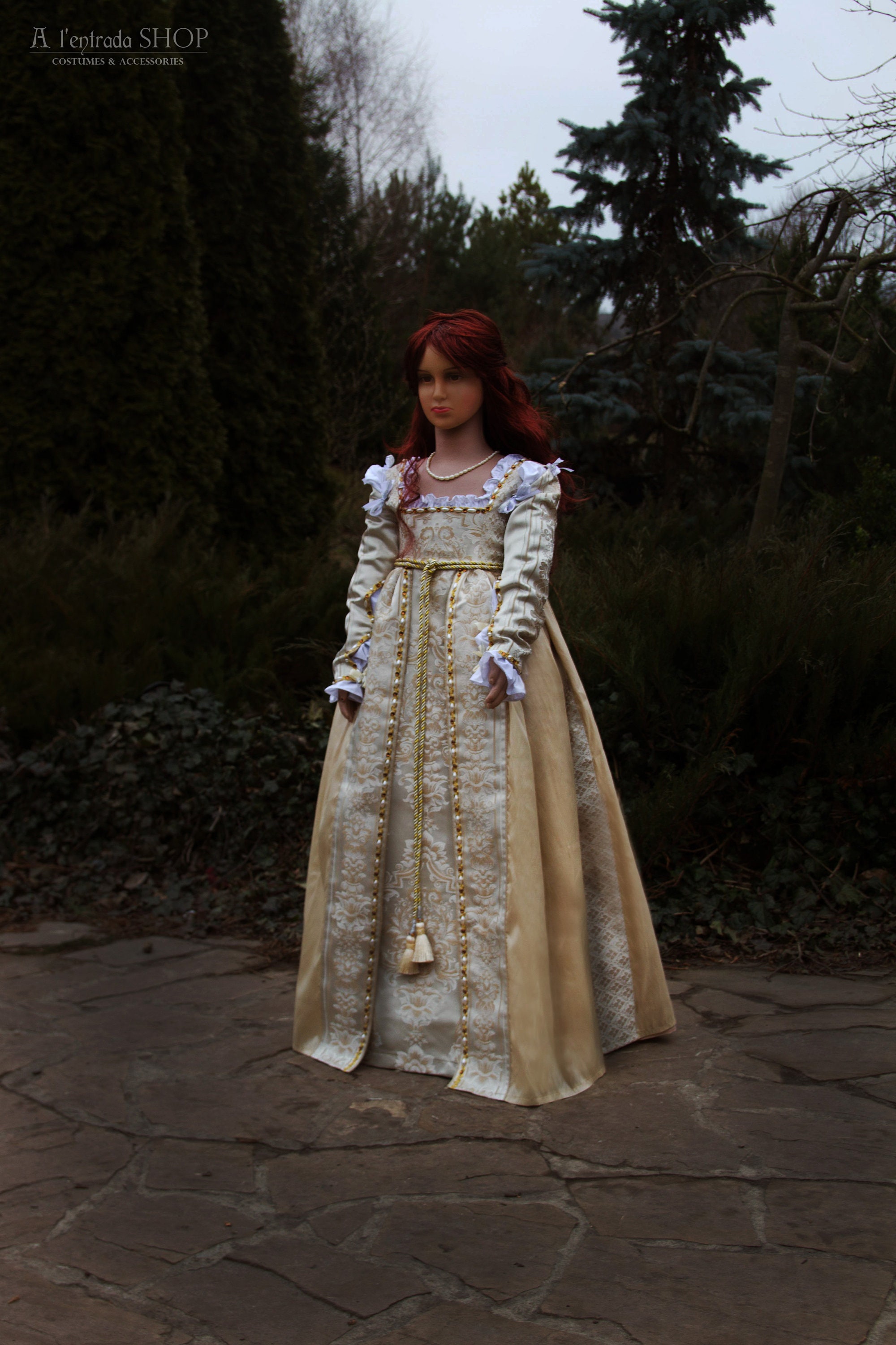 White Renaissance Dress Girls Medieval Princess Gown Historical Costume Children Toddler Faire Outfit