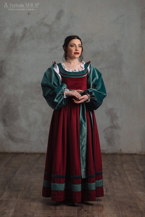 Velvet Renaissance dress, Italian noblewoman's dress, medieval gown, Ren Faire costume