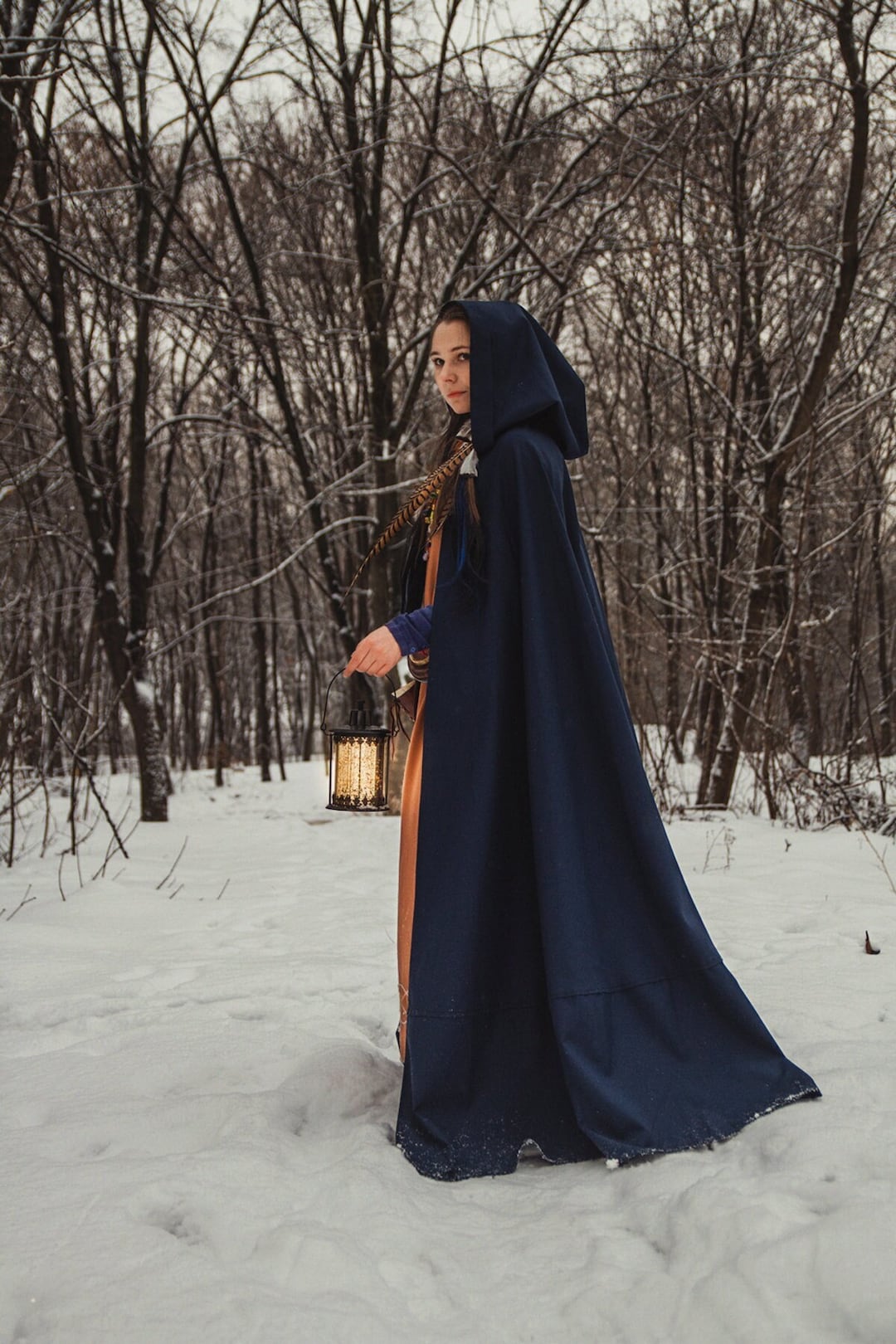 Medieval Wool Hooded Cape With Train for Elven and Fairy Costumes - Etsy