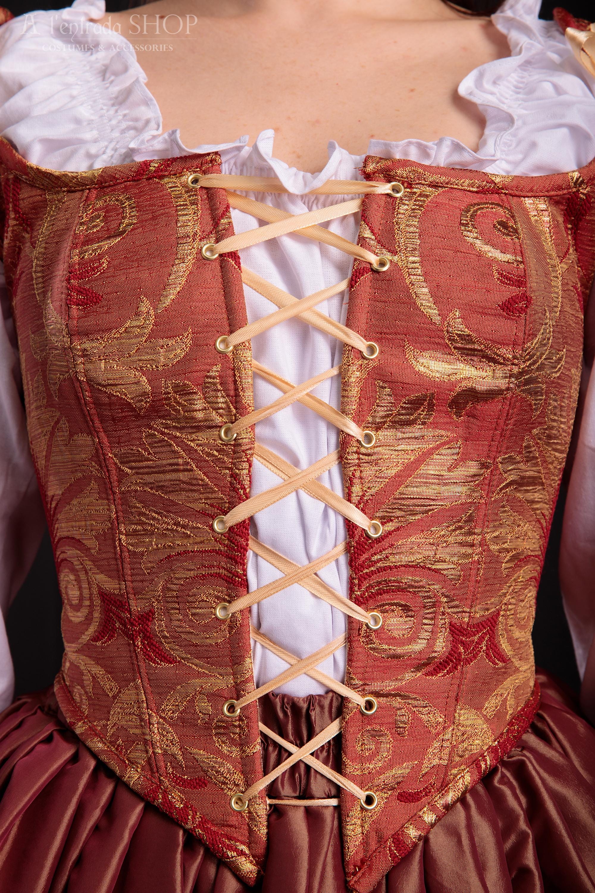 red and gold corset dress STRAPLESS EMBELLISHED DRESS WITH METALLIC RED CORSET S main image 1