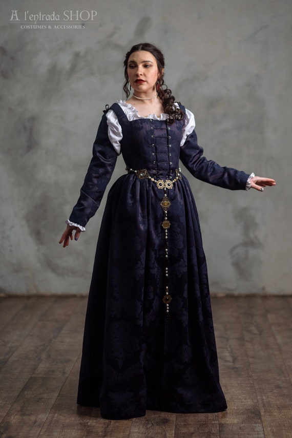 Dark Blue Venetian Renaissance Dress for Historic Festivals Etsy