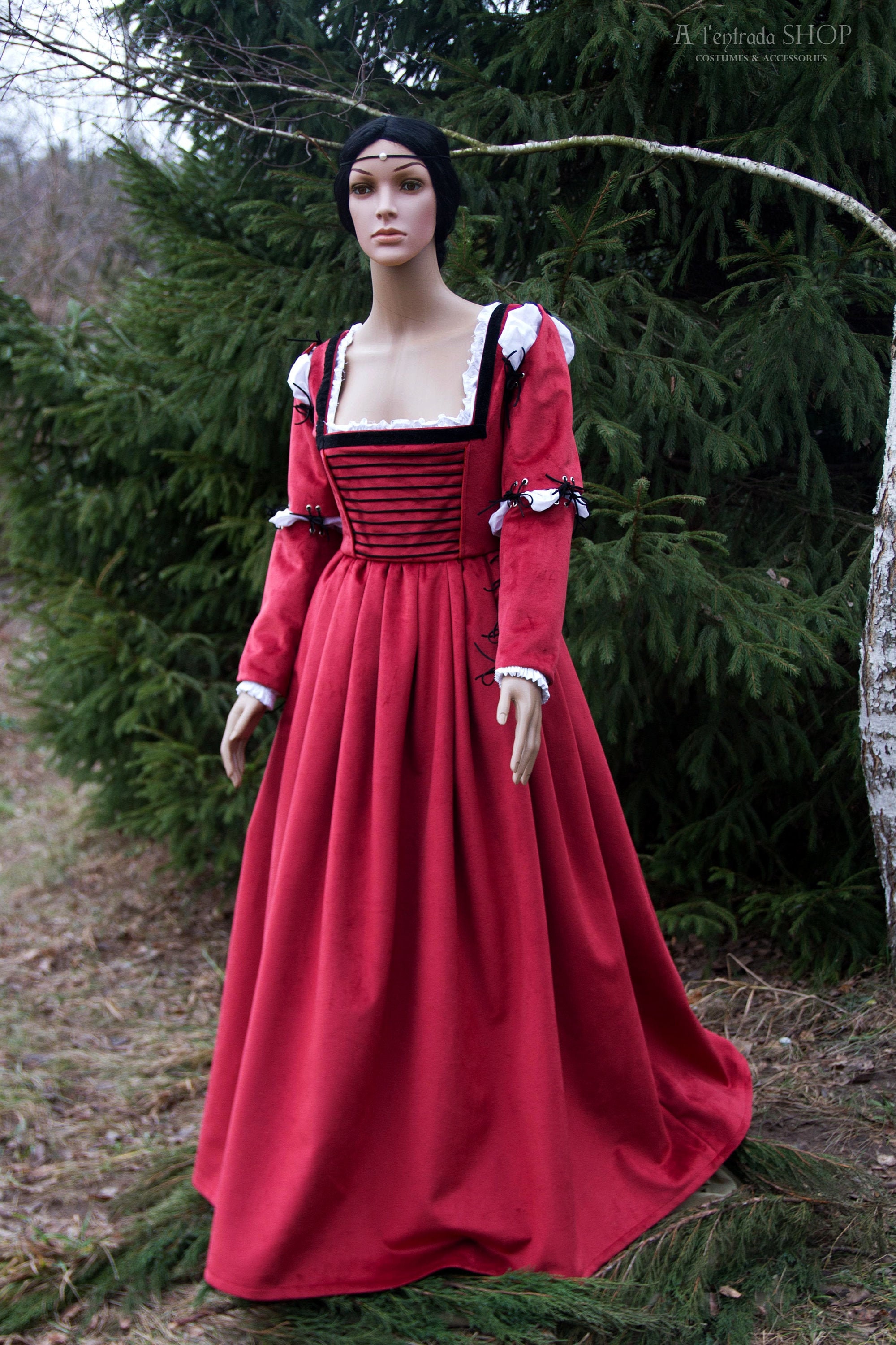 Red Velvet Early Renaissance Gown. Custom Italian Renaissance Etsy
