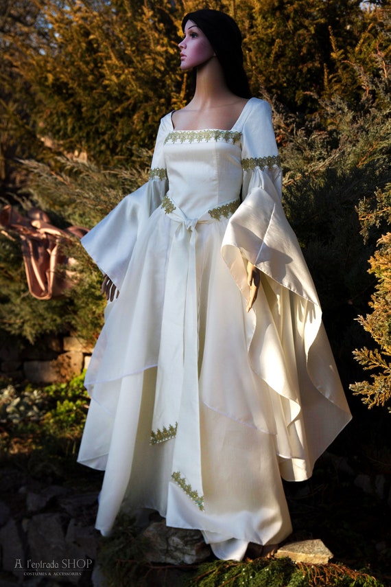 President Mand Elektropositief Elven jurk witte kleur. Elf trouwjurk. Middeleeuwse kleding - Etsy Nederland