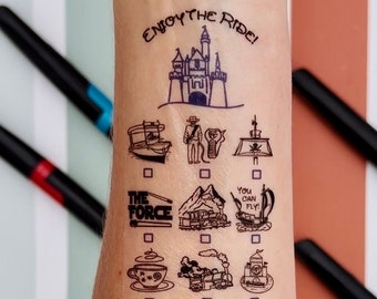 Disneyland Enjoy The Ride Checklist Temporary Tattoo - Big Mouseketeer - Sized for big kids & adults!