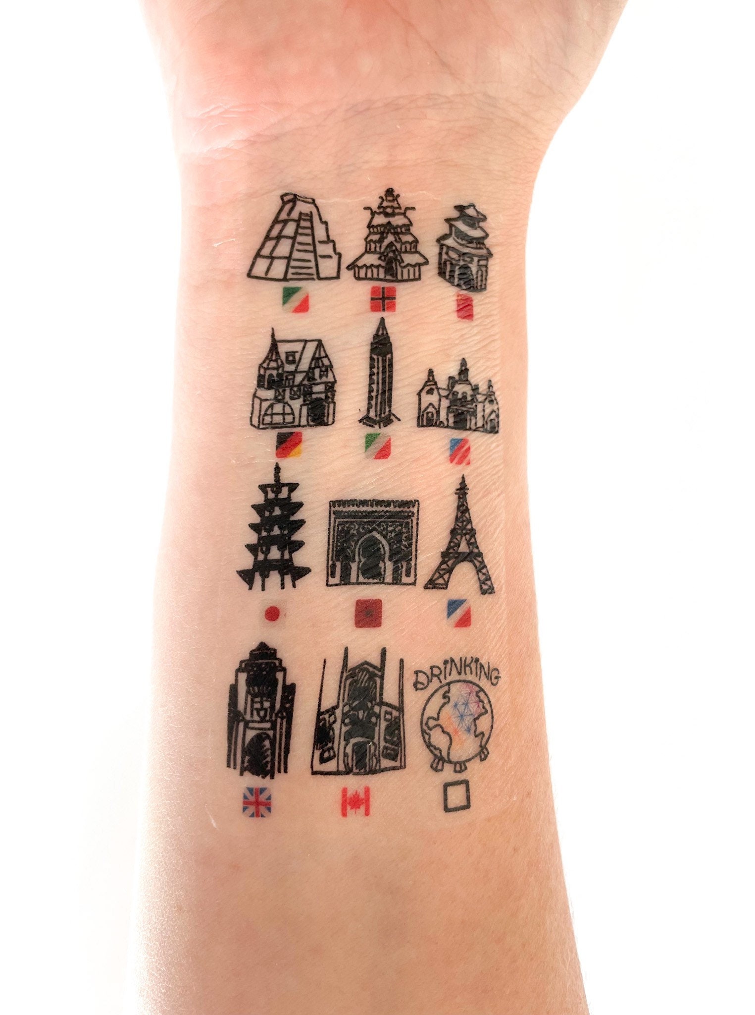 Drinking Around the World Passport Temporary Tattoo Set of 2 Etsy