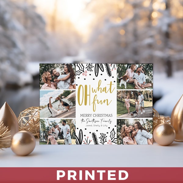 Oh What Fun Photo Christmas Cards - Photo Christmas Cards - Happy Holidays Photo Collage - PRINTED - Oh What Fun Merry Christmas Cards