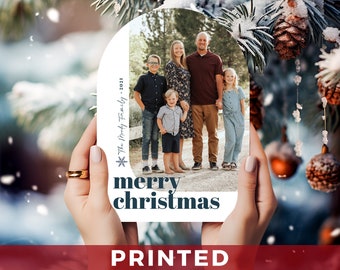 Modern Arch Christmas Family Photo Cards - Arch Photo Holiday Cards - PRINTED - Simple Photo Christmas Cards - Arch Portrait/Vertical