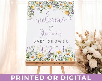 Panneau de bienvenue pour baby shower de fleurs sauvages - Fleurs sauvages printanières - Panneau de bienvenue pour baby shower - Panneau de bienvenue