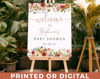 Panneau de bienvenue pour baby shower de fleurs sauvages - Fleurs sauvages - Panneau de bienvenue pour baby shower - Panneau de bienvenue