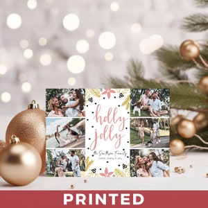 Holly Jolly Christmas Photo Cards - Holiday Photo Christmas Cards - PRINTED - Multi-Photo Christmas - Landscape/Horizontal