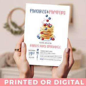 EDITABLE Pancakes and Pampers Baby Sprinkle Invitation Baby Brunch Baby Shower Invite Breakfast Baby Shower for boy or girl shower PRINTED