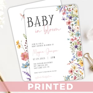 Baby in Bloom Wildflower Baby Shower Invitation Wildflower Baby Shower Invitation - PRINTED - Floral baby shower Invitation