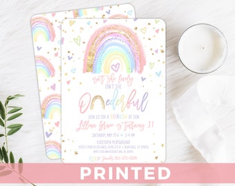 Onederful 1st Birthday Invitation - Rainbow Party Invitation - Hearts and Stars Birthday Invite - Any Age - Any Event