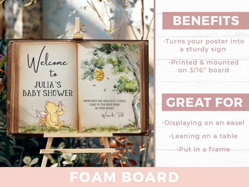 Winnie-the-pooh Storybook Baby Shower Welcome Sign Decorations - Storybook Welcome Sign - Welcome Baby Shower Sign Decor Poster Foam Board
