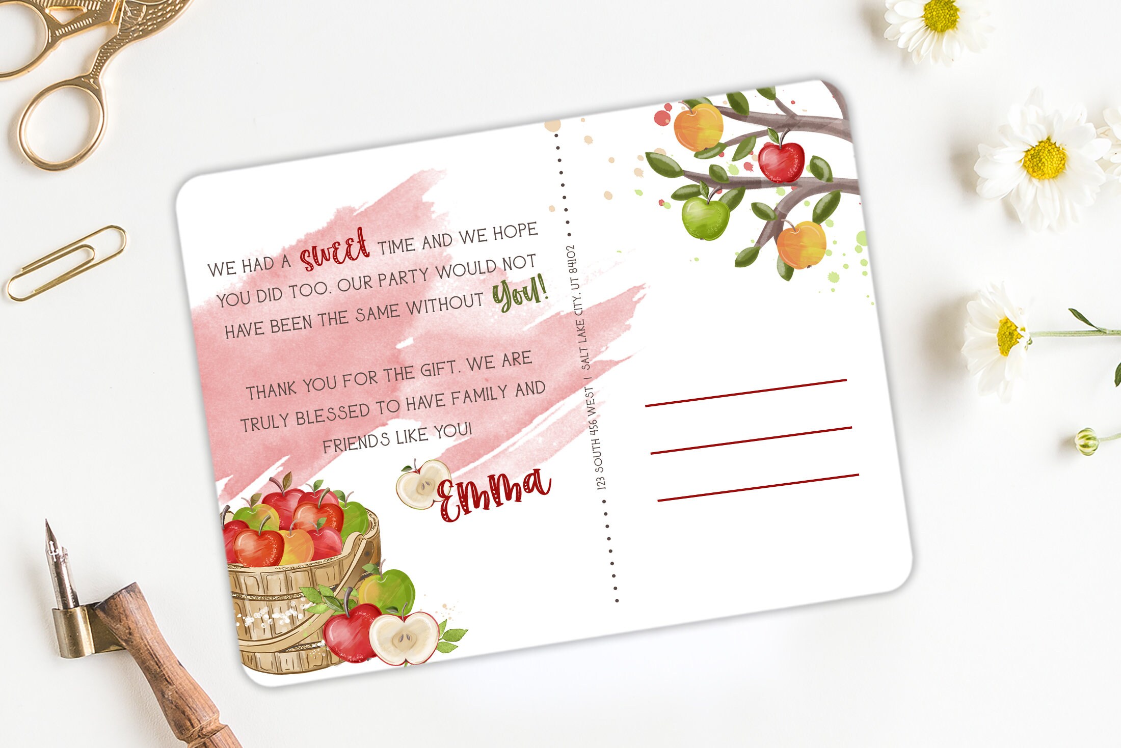 Apple Birthday Invitation Apple Birthday Party Invitation Etsy