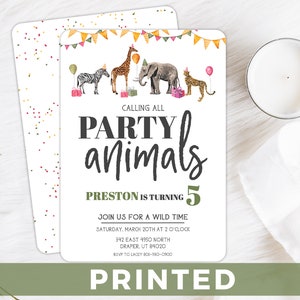 Party Animal Birthday Invitation - Wild Animal Party Invite Rounded Corners