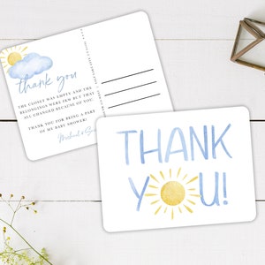 Here Comes the Son Baby Shower Thank You Card Here Come the Son Baby Shower THANK YOU CARDS - Printed - Here Comes the Sun Thank You Cards