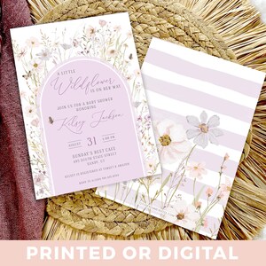 Kleine wilde bloem onderweg uitnodiging babyshower bloemen babyuitnodiging babyshower wilde bloemen uitnodiging WF07