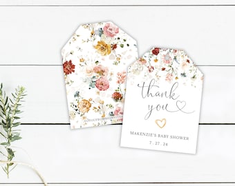 Étiquette de cadeau imprimée fleurs sauvages - étiquette de cadeau de fête de naissance merci - fleurs sauvages aquarelles - étiquette de cadeau de 2,5 x 3,4 pouces