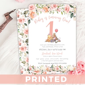 Winnie-the-pooh Invitation - 1st Birthday Party Invitation - Pink Roses - Any Age - Any Event