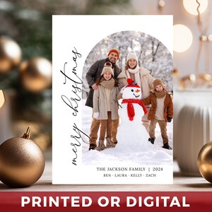 Simple Arch-kerstkaart - kerstkaart met foto - Simple Merry Christmas-kerstkaart - GRATIS afdrukken van retouradres