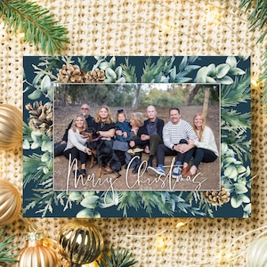 Cartes de Noël Joyeux Noël, pomme de pin, cartes de vœux en famille à imprimer, Noël rustique, modèle de carte de vœux téléchargeable unique