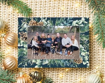 Christmas Cards Merry Christmas Pinecone Family Holiday Cards Printable Rustic Christmas Photo Cards Unique Downloadable Holiday Card Design