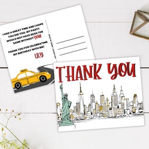 New York STAMPATO Biglietto di ringraziamento - Biglietto di ringraziamento a tema New York City - Cartolina di ringraziamento Statua della Libertà