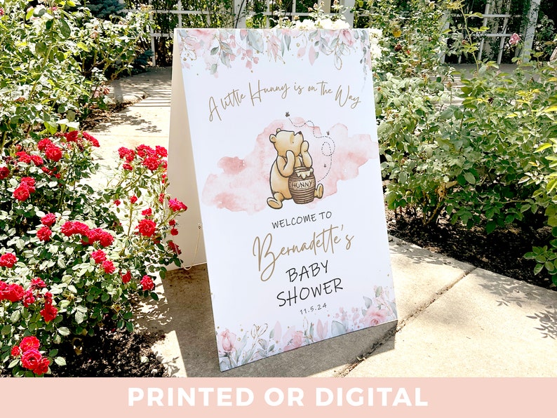 Winnie the pooh Baby Shower Welcome Sign. A-Frame foam board decor sign