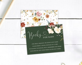 Livres bébé en fleurs pour bébé avec insert imprimé - livres de fleurs sauvages pour bébé - petite carte assortie pour baby shower - à personnaliser pour tout événement