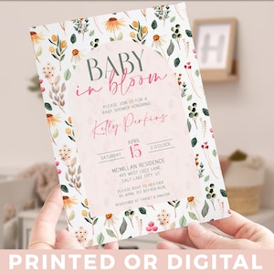 Baby in Bloom Baby Shower Invitation Wildflower Baby Shower Invite Spring Baby Shower Invitation Flower Baby Shower