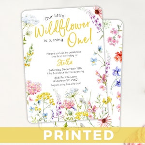 Wildflower Party Invite  Yellow Flower Invite  Wildflower Birthday Party  1st Birthday  Any Age  Any Event